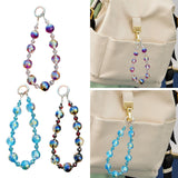 Maxbell Phone Charm Strap Ornament Fashion Phone Accessories Pendant Beaded Bracelet Purple
