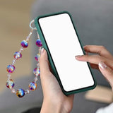 Maxbell Phone Charm Strap Ornament Fashion Phone Accessories Pendant Beaded Bracelet Purple