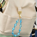 Maxbell Phone Charm Strap Ornament Fashion Phone Accessories Pendant Beaded Bracelet Blue