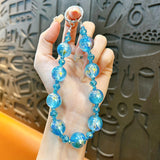 Maxbell Phone Charm Strap Ornament Fashion Phone Accessories Pendant Beaded Bracelet Blue