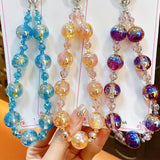 Maxbell Phone Charm Strap Ornament Fashion Phone Accessories Pendant Beaded Bracelet Blue