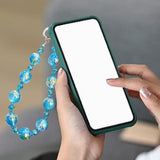Maxbell Phone Charm Strap Ornament Fashion Phone Accessories Pendant Beaded Bracelet Blue