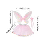 Maxbell 3 Pieces Fairy Wings Tutu Skirt and Stick Set for Girls Cute Princess Cosplay Pink