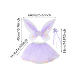 Maxbell 3 Pieces Fairy Wings Tutu Skirt and Stick Set for Girls Cute Princess Cosplay Purple