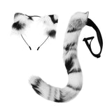 Maxbell Cat Ears and Tail Set Plush Ears Headband for Holiday Animals Themed Parties
