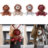 Maxbell Leather Backpack Creative Realistic Funny Rucksack for Cat Lovers Kids Women Brown