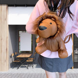 Maxbell Leather Backpack Creative Realistic Funny Rucksack for Cat Lovers Kids Women Brown