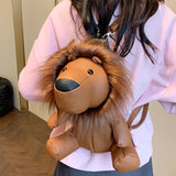 Maxbell Leather Backpack Creative Realistic Funny Rucksack for Cat Lovers Kids Women Brown