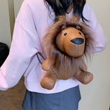 Maxbell Leather Backpack Creative Realistic Funny Rucksack for Cat Lovers Kids Women Brown