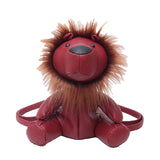 Maxbell Leather Backpack Creative Realistic Funny Rucksack for Cat Lovers Kids Women Red