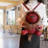 Maxbell Leather Backpack Creative Realistic Funny Rucksack for Cat Lovers Kids Women Red