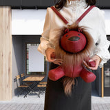 Maxbell Leather Backpack Creative Realistic Funny Rucksack for Cat Lovers Kids Women Red