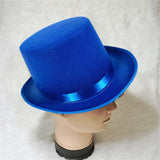 Maxbell Top Hat Flat Top Funky Magician Hat for Stage Performance Nightclub Festival Blue