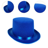 Maxbell Top Hat Flat Top Funky Magician Hat for Stage Performance Nightclub Festival Blue