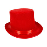 Maxbell Top Hat Flat Top Funky Magician Hat for Stage Performance Nightclub Festival Red