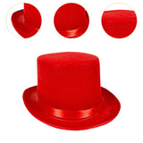 Maxbell Top Hat Flat Top Funky Magician Hat for Stage Performance Nightclub Festival Red