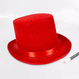 Maxbell Top Hat Flat Top Funky Magician Hat for Stage Performance Nightclub Festival Red
