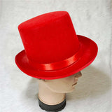 Maxbell Top Hat Flat Top Funky Magician Hat for Stage Performance Nightclub Festival Red