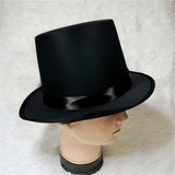 Maxbell Top Hat Flat Top Funky Magician Hat for Stage Performance Nightclub Festival Black
