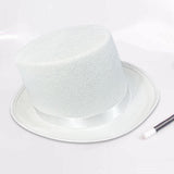 Maxbell Top Hat Flat Top Funky Magician Hat for Stage Performance Nightclub Festival White