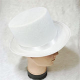 Maxbell Top Hat Flat Top Funky Magician Hat for Stage Performance Nightclub Festival White