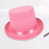 Maxbell Top Hat Flat Top Funky Magician Hat for Stage Performance Nightclub Festival Pink