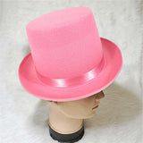 Maxbell Top Hat Flat Top Funky Magician Hat for Stage Performance Nightclub Festival Pink