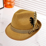 Maxbell Homburg Hat for Male Retro Design Fashion Hairdress for Work Travel Black Feathers