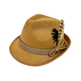 Maxbell Homburg Hat for Male Retro Design Fashion Hairdress for Work Travel Black Feathers