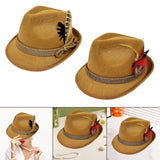 Maxbell Homburg Hat for Male Retro Design Fashion Hairdress for Work Travel Black Feathers