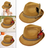 Maxbell Homburg Hat for Male Retro Design Fashion Hairdress for Work Travel Black Feathers
