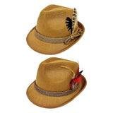 Maxbell Homburg Hat for Male Retro Design Fashion Hairdress for Work Travel Black Feathers