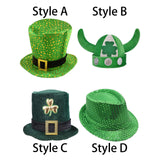 Maxbell St Patrick's Day Hat Green Top Hat for Festival Masquerade Stage Performance Style A