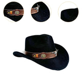 Maxbell Cowboy Hat Versatile Photo Props Comfortable Sunhat for Camping Party Travel Black