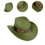 Maxbell Cowboy Hat Versatile Photo Props Comfortable Sunhat for Camping Party Travel Green