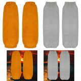Maxbell Leather Welding Sleeves Elastic Cuffs Arm Protection Covers for Metalworking Yellow