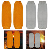 Maxbell Leather Welding Sleeves Elastic Cuffs Arm Protection Covers for Metalworking Yellow