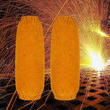 Maxbell Leather Welding Sleeves Elastic Cuffs Arm Protection Covers for Metalworking Yellow