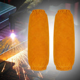 Maxbell Leather Welding Sleeves Elastic Cuffs Arm Protection Covers for Metalworking Yellow