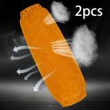 Maxbell Leather Welding Sleeves Elastic Cuffs Arm Protection Covers for Metalworking Yellow