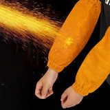 Maxbell Leather Welding Sleeves Elastic Cuffs Arm Protection Covers for Metalworking Yellow