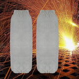 Maxbell Leather Welding Sleeves Elastic Cuffs Arm Protection Covers for Metalworking Gray