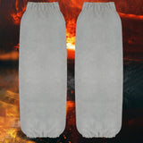 Maxbell Leather Welding Sleeves Elastic Cuffs Arm Protection Covers for Metalworking Gray