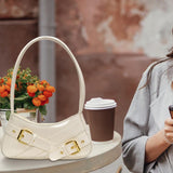 Maxbell Women Shoulder Bag Pouch Large Capacity Purse for Commuting Shopping Holiday White