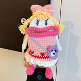 Maxbell Cute Doll Crossbody Bag Boho Phone Bag Knitted Bag for Vacation Beach Summer