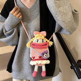 Maxbell Cute Doll Crossbody Bag Boho Phone Bag Knitted Bag for Vacation Beach Summer