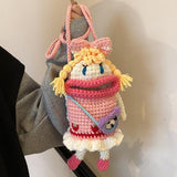 Maxbell Cute Doll Crossbody Bag Boho Phone Bag Knitted Bag for Vacation Beach Summer