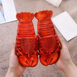 Maxbell Lobster Slippers for Men Women Kids Funny Animal Shoes for Beach Indoor Pool Red Color 24 25