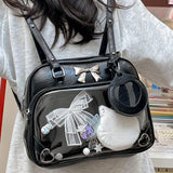 Maxbell Ita Bag PU Leather Women Backpack for Anime Dolls Display Shopping Halloween Black