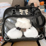 Maxbell Ita Bag PU Leather Women Backpack for Anime Dolls Display Shopping Halloween Black